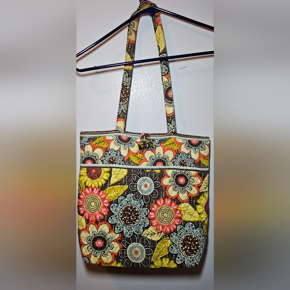 Vera Bradley Toggle Tote Handbag Flower Shower 2014 Retired Pattern